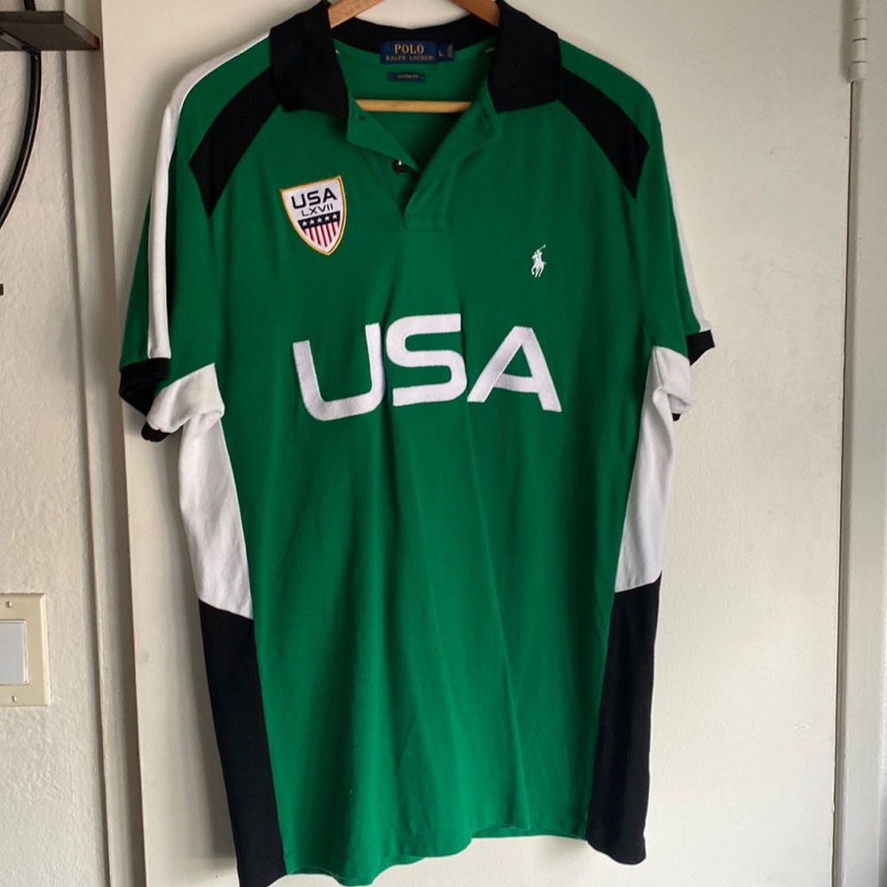 Ralph Lauren polo shirt green with USA logos